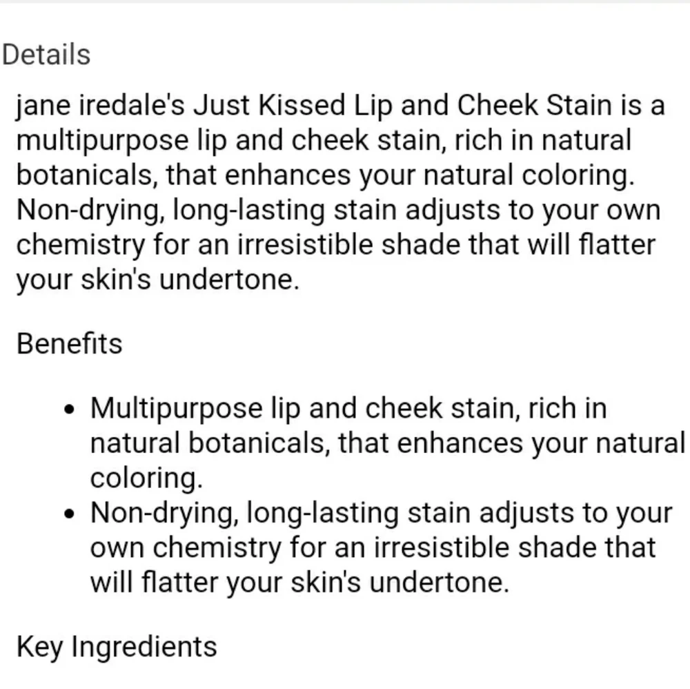 JANE IREDALE JUST KISSED LIP AND CHEEK STAIN.